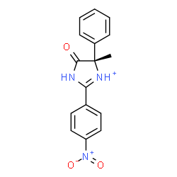 ChemSpider 2D Image | (4S)-4-Methyl-2-(4-nitrophenyl)-5-oxo-4-phenyl-4,5-dihydro-1H-imidazol-3-ium | C16H14N3O3