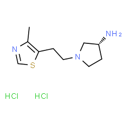 ChemSpider 2D Image | (3R)-1-[2-(4-Methyl-1,3-thiazol-5-yl)ethyl]-3-pyrrolidinamine dihydrochloride | C10H19Cl2N3S