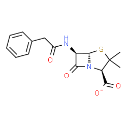 ChemSpider 2D Image | (2R,5S,6R)-3,3-Dimethyl-7-oxo-6-[(phenylacetyl)amino]-4-thia-1-azabicyclo[3.2.0]heptane-2-carboxylate | C16H17N2O4S