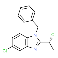ChemSpider 2D Image | 1-Benzyl-5-chloro-2-[(1R)-1-chloroethyl]-1H-benzimidazole | C16H14Cl2N2