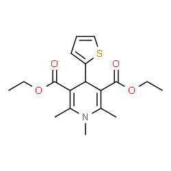 ChemSpider 2D Image | Diethyl 1,2,6-trimethyl-4-(2-thienyl)-1,4-dihydro-3,5-pyridinedicarboxylate  | C18H23NO4S