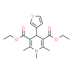 ChemSpider 2D Image | Diethyl 1,2,6-trimethyl-4-(3-thienyl)-1,4-dihydro-3,5-pyridinedicarboxylate | C18H23NO4S