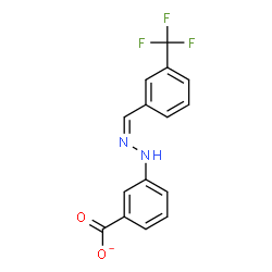 ChemSpider 2D Image | 3-{(2Z)-2-[3-(Trifluoromethyl)benzylidene]hydrazino}benzoate | C15H10F3N2O2