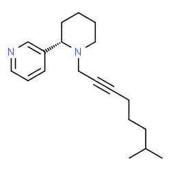 ChemSpider 2D Image | 3-[(2S)-1-(7-Methyl-2-octyn-1-yl)-2-piperidinyl]pyridine | C19H28N2