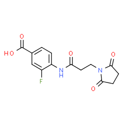 ChemSpider 2D Image | 4-{[3-(2,5-Dioxo-1-pyrrolidinyl)propanoyl]amino}-3-fluorobenzoic acid | C14H13FN2O5