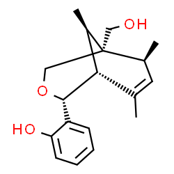 ChemSpider 2D Image | 2-[(1R,2R,5R,6S,9R)-5-(Hydroxymethyl)-6,8,9-trimethyl-3-oxabicyclo[3.3.1]non-7-en-2-yl]phenol | C18H24O3