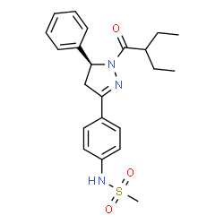 ChemSpider 2D Image | N-{4-[(5S)-1-(2-Ethylbutanoyl)-5-phenyl-4,5-dihydro-1H-pyrazol-3-yl]phenyl}methanesulfonamide | C22H27N3O3S