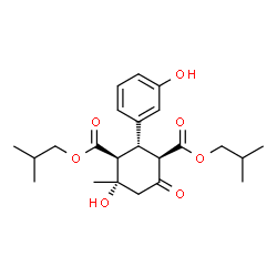 ChemSpider 2D Image | Diisobutyl (1R,2S,3S,4S)-4-hydroxy-2-(3-hydroxyphenyl)-4-methyl-6-oxo-1,3-cyclohexanedicarboxylate | C23H32O7
