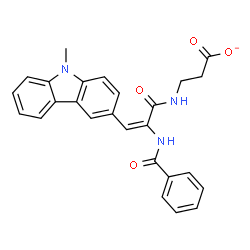 ChemSpider 2D Image | 3-{[(2E)-2-(Benzoylamino)-3-(9-methyl-9H-carbazol-3-yl)-2-propenoyl]amino}propanoate | C26H22N3O4
