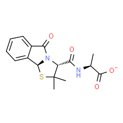 ChemSpider 2D Image | (2S)-2-({[(3R,9bS)-2,2-Dimethyl-5-oxo-2,3,5,9b-tetrahydro[1,3]thiazolo[2,3-a]isoindol-3-yl]carbonyl}amino)propanoate | C16H17N2O4S