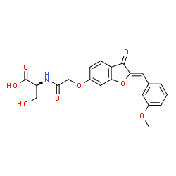 ChemSpider 2D Image | N-({[(2Z)-2-(3-Methoxybenzylidene)-3-oxo-2,3-dihydro-1-benzofuran-6-yl]oxy}acetyl)-L-serine | C21H19NO8