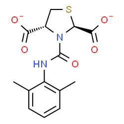 ChemSpider 2D Image | (2S,4R)-3-[(2,6-Dimethylphenyl)carbamoyl]-1,3-thiazolidine-2,4-dicarboxylate | C14H14N2O5S