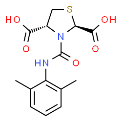 ChemSpider 2D Image | (2S,4R)-3-[(2,6-Dimethylphenyl)carbamoyl]-1,3-thiazolidine-2,4-dicarboxylic acid | C14H16N2O5S