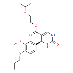 ChemSpider 2D Image | 2-Isopropoxyethyl (4S)-4-(3-methoxy-4-propoxyphenyl)-6-methyl-2-oxo-1,2,3,4-tetrahydro-5-pyrimidinecarboxylate | C21H30N2O6