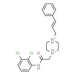 ChemSpider 2D Image | 1-{2-[(2,3-Dichlorophenyl)amino]-2-oxoethyl}-4-[(2E)-3-phenyl-2-propen-1-yl]piperazinediium | C21H25Cl2N3O