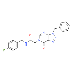 ChemSpider 2D Image | 2-(3-Benzyl-7-oxo-3,7-dihydro-6H-[1,2,3]triazolo[4,5-d]pyrimidin-6-yl)-N-(4-fluorobenzyl)acetamide | C20H17FN6O2