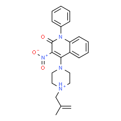 ChemSpider 2D Image | 1-(2-Methyl-2-propen-1-yl)-4-(3-nitro-2-oxo-1-phenyl-1,2-dihydro-4-quinolinyl)piperazin-1-ium | C23H25N4O3