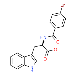ChemSpider 2D Image | (2R)-2-[(4-Bromobenzoyl)amino]-3-(1H-indol-3-yl)propanoate | C18H14BrN2O3
