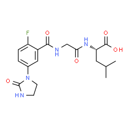 ChemSpider 2D Image | N-[2-Fluoro-5-(2-oxo-1-imidazolidinyl)benzoyl]glycyl-L-leucine | C18H23FN4O5
