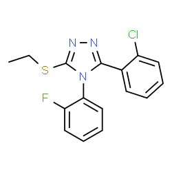 ChemSpider 2D Image | 3-(2-Chlorophenyl)-5-(ethylsulfanyl)-4-(2-fluorophenyl)-4H-1,2,4-triazole | C16H13ClFN3S