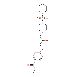 ChemSpider 2D Image | 1-[(2S)-2-Hydroxy-3-(4-propionylphenoxy)propyl]-4-(1-piperidinylsulfonyl)piperazin-1-ium | C21H34N3O5S