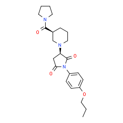 ChemSpider 2D Image | (3R)-1-(4-Propoxyphenyl)-3-[(3S)-3-(1-pyrrolidinylcarbonyl)-1-piperidinyl]-2,5-pyrrolidinedione | C23H31N3O4