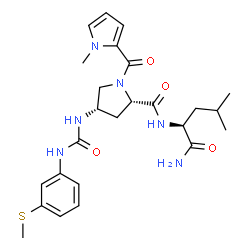 ChemSpider 2D Image | (4S)-1-[(1-Methyl-1H-pyrrol-2-yl)carbonyl]-4-({[3-(methylsulfanyl)phenyl]carbamoyl}amino)-L-prolyl-L-leucinamide | C25H34N6O4S