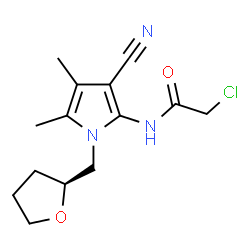 ChemSpider 2D Image | 2-Chloro-N-{3-cyano-4,5-dimethyl-1-[(2S)-tetrahydro-2-furanylmethyl]-1H-pyrrol-2-yl}acetamide | C14H18ClN3O2