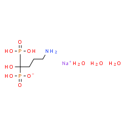 ChemSpider 2D Image | Alendronate monosodium trihydrate | C4H18NNaO10P2