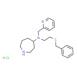 ChemSpider 2D Image | N-[2-(Benzylsulfanyl)ethyl]-N-(2-pyridinylmethyl)-4-azepanamine hydrochloride (1:1) | C21H30ClN3S