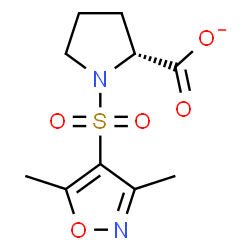 ChemSpider 2D Image | (2R)-1-[(3,5-Dimethyl-1,2-oxazol-4-yl)sulfonyl]-2-pyrrolidinecarboxylate | C10H13N2O5S