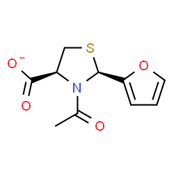 ChemSpider 2D Image | (2S,4S)-3-Acetyl-2-(2-furyl)-1,3-thiazolidine-4-carboxylate | C10H10NO4S