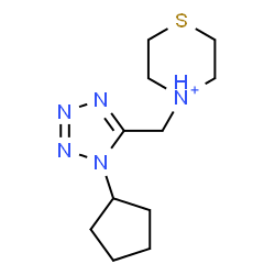 ChemSpider 2D Image | 4-[(1-Cyclopentyl-1H-tetrazol-5-yl)methyl]thiomorpholin-4-ium | C11H20N5S