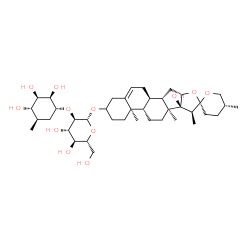 ChemSpider 2D Image | (25R)-17-Hydroxyspirost-5-en-3-yl 2-O-[(1R,2R,3R,4S,5R)-2,3,4-trihydroxy-5-methylcyclohexyl]-beta-D-glucopyranoside | C40H64O12