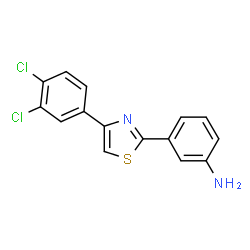 ChemSpider 2D Image | 3-[4-(3,4-Dichlorophenyl)-1,3-thiazol-2-yl]aniline | C15H10Cl2N2S