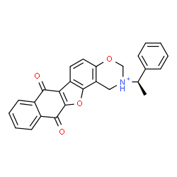 ChemSpider 2D Image | 7,12-Dioxo-2-[(1R)-1-phenylethyl]-2,3,7,12-tetrahydro-1H-naphtho[2',3':4,5]furo[2,3-f][1,3]benzoxazin-2-ium | C26H20NO4