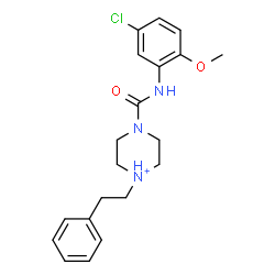 ChemSpider 2D Image | 4-[(5-Chloro-2-methoxyphenyl)carbamoyl]-1-(2-phenylethyl)piperazin-1-ium | C20H25ClN3O2