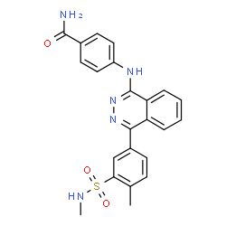 ChemSpider 2D Image | 4-({4-[4-Methyl-3-(methylsulfamoyl)phenyl]-1-phthalazinyl}amino)benzamide | C23H21N5O3S