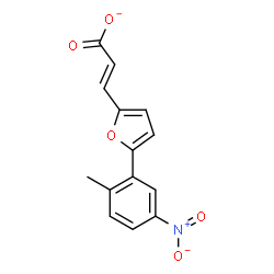 ChemSpider 2D Image | (2E)-3-[5-(2-Methyl-5-nitrophenyl)-2-furyl]acrylate | C14H10NO5