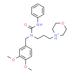 ChemSpider 2D Image | 4-{3-[(3,4-Dimethoxybenzyl)(phenylcarbamoyl)amino]propyl}morpholin-4-ium | C23H32N3O4