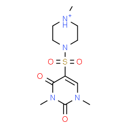 ChemSpider 2D Image | 4-[(1,3-Dimethyl-2,4-dioxo-1,2,3,4-tetrahydro-5-pyrimidinyl)sulfonyl]-1-methylpiperazin-1-ium | C11H19N4O4S