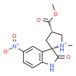 ChemSpider 2D Image | (1'R,3S,4'S)-4'-(Methoxycarbonyl)-1'-methyl-5-nitro-2-oxo-1,2-dihydrospiro[indole-3,2'-pyrrolidinium] | C14H16N3O5