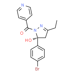 ChemSpider 2D Image | [(5R)-5-(4-Bromophenyl)-3-ethyl-5-hydroxy-4,5-dihydro-1H-pyrazol-1-yl](4-pyridinyl)methanone | C17H16BrN3O2
