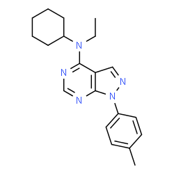 ChemSpider 2D Image | N-Cyclohexyl-N-ethyl-1-(4-methylphenyl)-1H-pyrazolo[3,4-d]pyrimidin-4-amine | C20H25N5