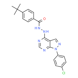 ChemSpider 2D Image | 4-tert-Butyl-N'-[1-(4-chlorophenyl)-1H-pyrazolo[3,4-d]pyrimidin-4-yl]benzohydrazide | C22H21ClN6O