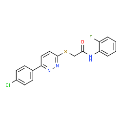 ChemSpider 2D Image | 2-{[6-(4-Chlorophenyl)-3-pyridazinyl]sulfanyl}-N-(2-fluorophenyl)acetamide | C18H13ClFN3OS