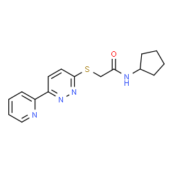 ChemSpider 2D Image | N-cyclopentyl-2-[[6-(2-pyridinyl)-3-pyridazinyl]thio]acetamide | C16H18N4OS