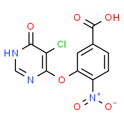 ChemSpider 2D Image | 3-[(5-Chloro-6-oxo-1,6-dihydro-4-pyrimidinyl)oxy]-4-nitrobenzoic acid | C11H6ClN3O6