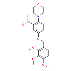 ChemSpider 2D Image | 2-(4-Morpholinyl)-5-[(2,3,4-trimethoxybenzyl)amino]benzoate | C21H25N2O6
