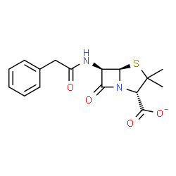ChemSpider 2D Image | (2S,5R,6R)-3,3-Dimethyl-7-oxo-6-[(phenylacetyl)amino]-4-thia-1-azabicyclo[3.2.0]heptane-2-carboxylate | C16H17N2O4S